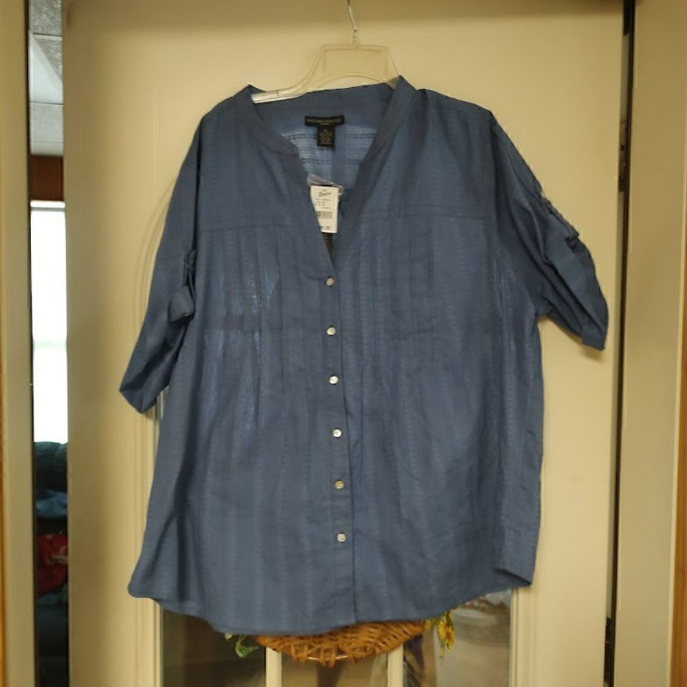 New Preswick & Moore Dark Blue Button Down Top Size Women's 3X